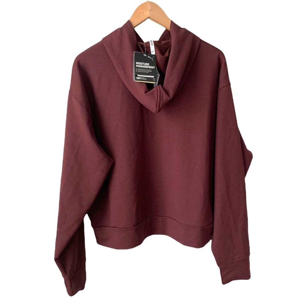 Puma Women's Maroon Red Wine Modern White Sports Logo Hoodie Large - Picture 6 of 8